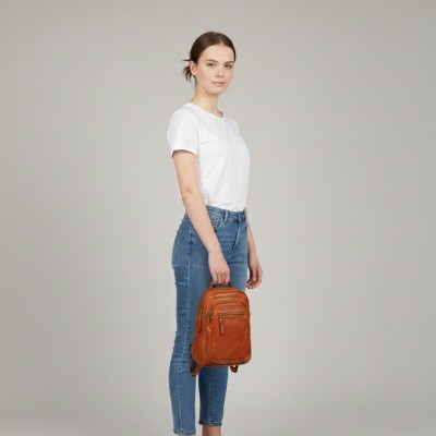 Sac à dos en cuir naturel 28x22x8 cm MELI