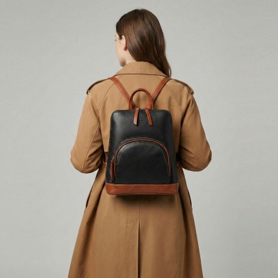 Sac à dos en cuir naturel 27x25x9 cm EYES