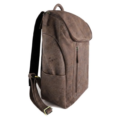 Sac à dos en cuir gravé de style vintage avec fermeture à glissière