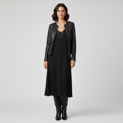 Blouson en cuir avec fermetures éclair modèle OPEN