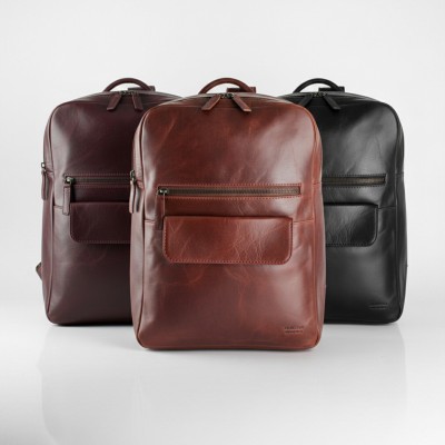 Sac à dos en cuir naturel 38x28x11 cm BLOKE