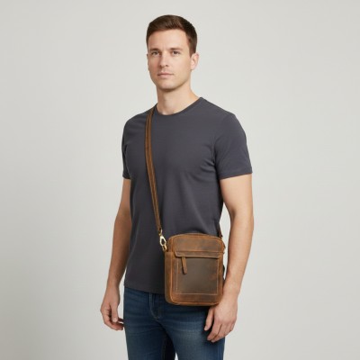 Sac bandoulière en cuir modèle GHOST 20x16x5,5 cm