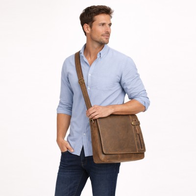 Mallette en cuir avec bandoulière 37x30x8 cm CLUB