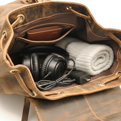 Sac à dos en cuir naturel 40x33x11 cm BEFIK