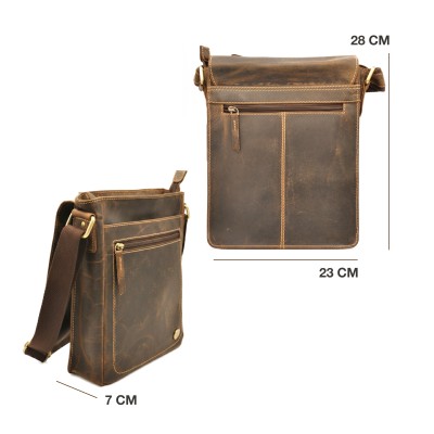 Sac bandoulière en cuir modèle CAVAL 28x23x7 cm