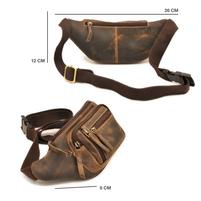 Banane en cuir avec plusieurs compartiments 26x12x6 cm