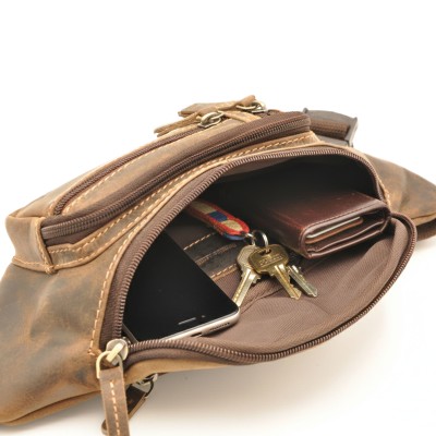 Banane en cuir avec plusieurs compartiments 26x12x6 cm