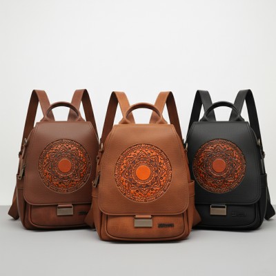 Sac à dos en cuir naturel 28x23x13 cm NORAK