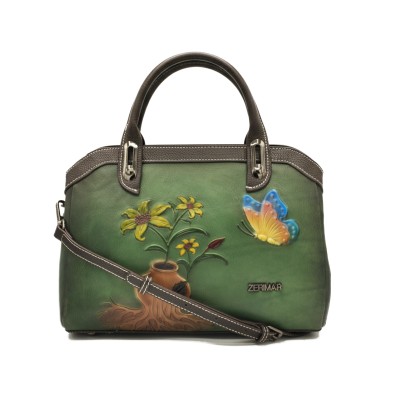 Sac en cuir gravé avec double poignée 30x20x9 cm ABRIL