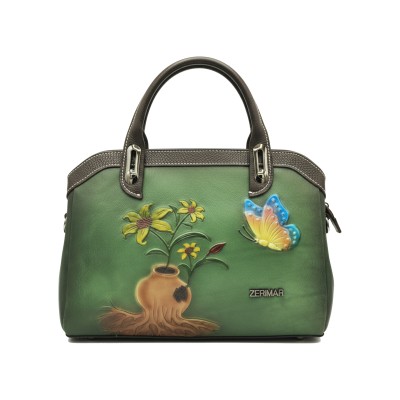 Sac en cuir gravé avec double poignée 30x20x9 cm ABRIL