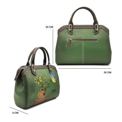 Sac en cuir gravé avec double poignée 30x20x9 cm ABRIL