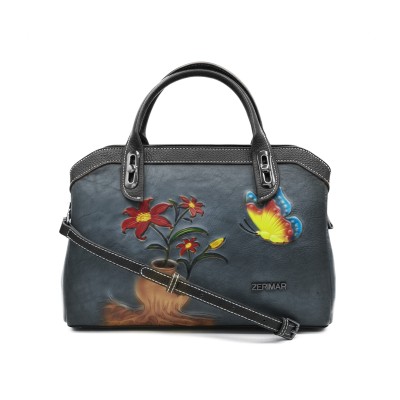 Sac en cuir gravé avec double poignée 30x20x9 cm ABRIL