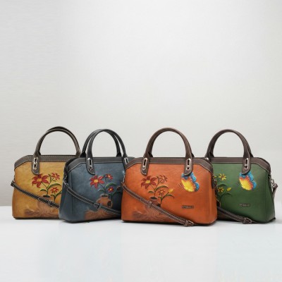 Sac en cuir gravé avec double poignée 30x20x9 cm ABRIL