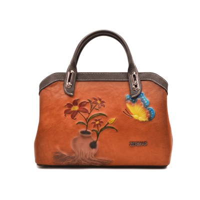 Sac en cuir gravé avec double poignée 30x20x9 cm ABRIL