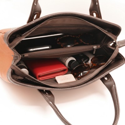 Sac en cuir gravé avec double poignée 30x20x9 cm ABRIL