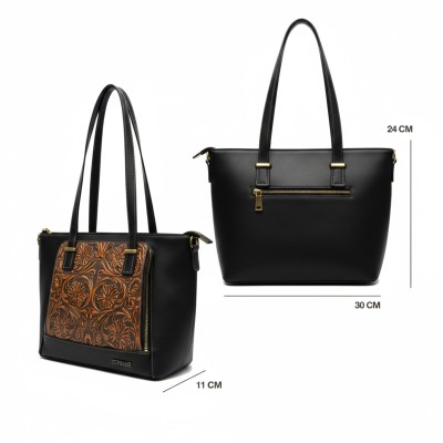 Sac en cuir gravé avec double poignée 30x24x11 cm GIARDE