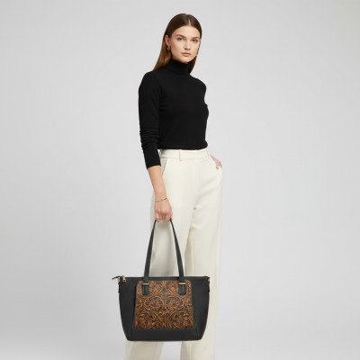 Sac en cuir gravé avec double poignée 30x24x11 cm GIARDE