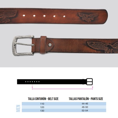 Ceinture en cuir gravée EAGLE 39 mm