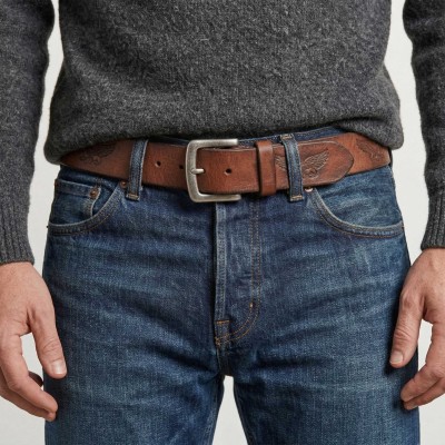 Ceinture en cuir gravée EAGLE 39 mm