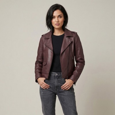 Veste en cuir modèle PINKO avec fermeture zippée