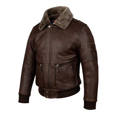 Blouson aviateur en cuir avec col amovible