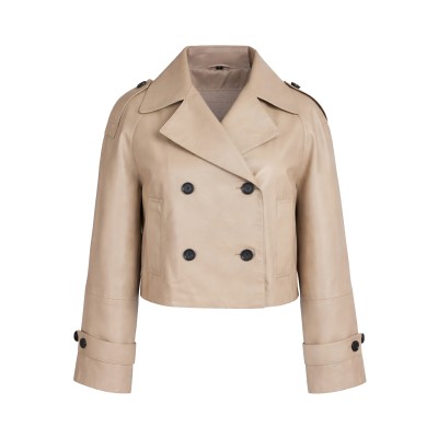 Veste en cuir style trench courte modèle HANNAH