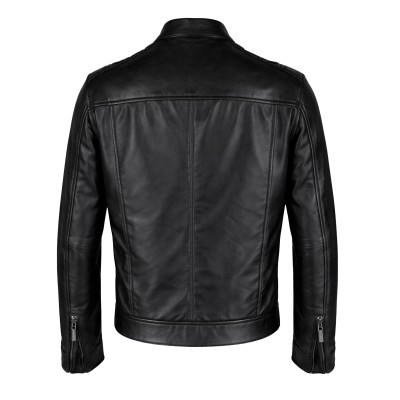 Veste en cuir NOTTE à capuche amovible