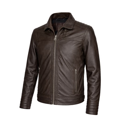 Veste en cuir à col classique modèle GARBO