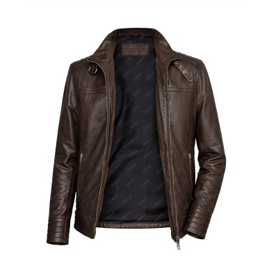 Veste en cuir à col classique modèle GARBO