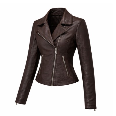Veste en cuir style biker avec fermeture éclair modèle NORA