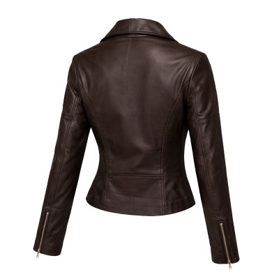 Veste en cuir style biker avec fermeture éclair modèle NORA