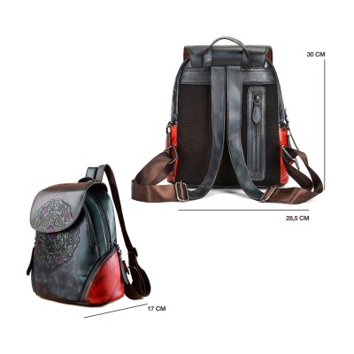 Sac à dos en cuir avec fermetures éclair 23x32x15 cm EXOTIC