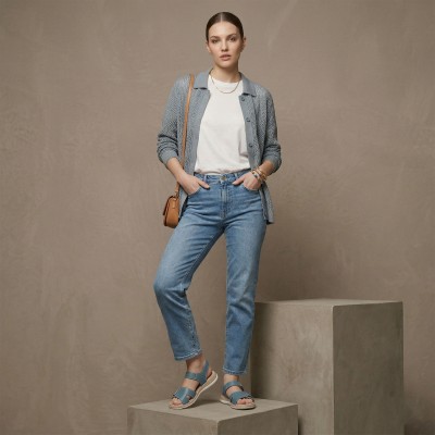 Sandales plates en cuir avec velcro modèle BOBBE