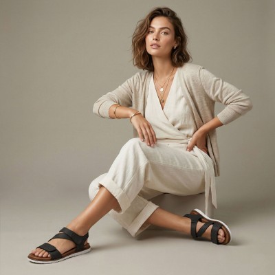 Sandales plates en cuir modèle FAHAR