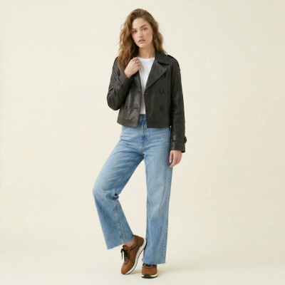 Baskets combinées en cuir modèle ANGALA