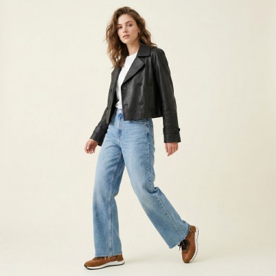 Baskets combinées en cuir modèle ANGALA