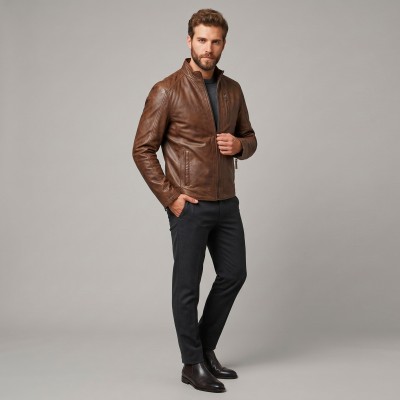 Veste en cuir zippée ROCHA