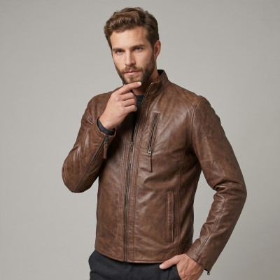 Veste en cuir zippée ROCHA