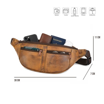 Banane en cuir avec plusieurs compartiments 30x11x7 cm