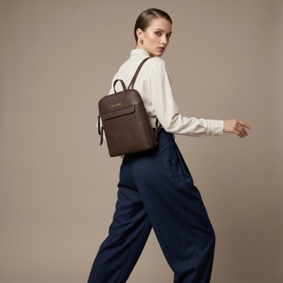 Sac à dos en cuir naturel pour femme style casual 25x24x6 cm