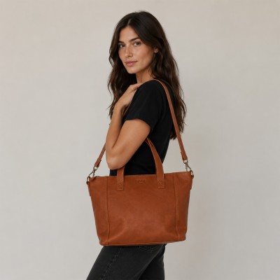 Sac en cuir avec fermeture éclair et double poignée 27x40x12 cm YOURS