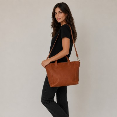 Sac en cuir avec fermeture éclair et double poignée 27x40x12 cm YOURS