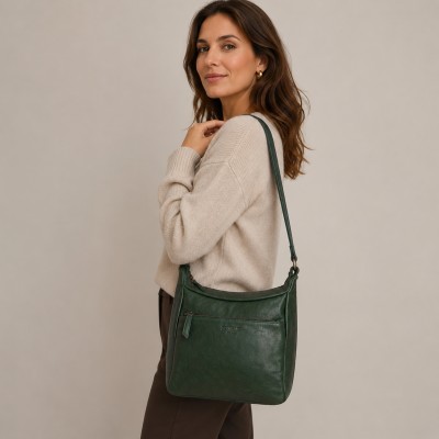 Sac bandoulière en cuir 28x24x11 cm MISTIK