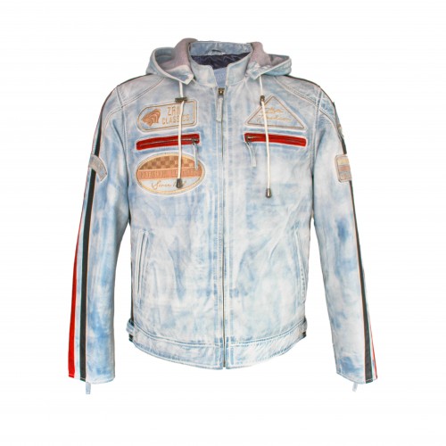 Veste en cuir avec patchs - BOLLWO