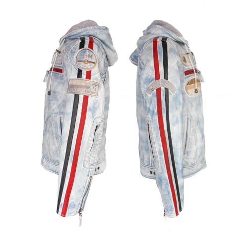 Veste en cuir avec patchs - BOLLWO