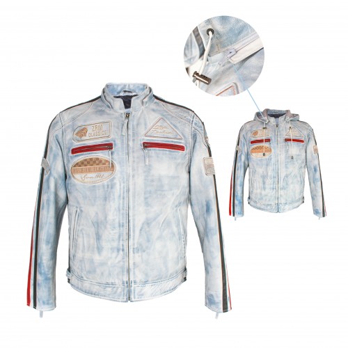 Veste en cuir avec patchs - BOLLWO