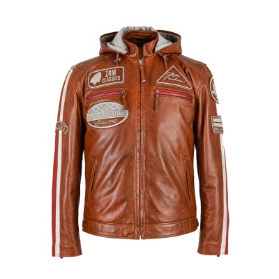 Veste en cuir avec patchs - BOLLWO