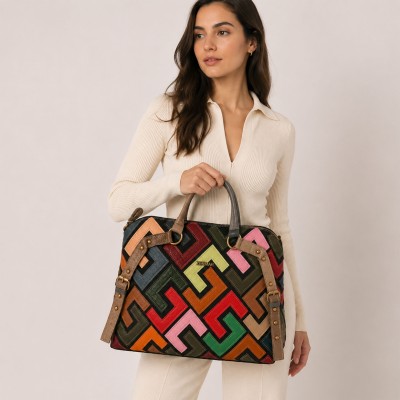 Sac en Cuir à Triple Anse 42x35x12 cm Modèle GEOMETRIC