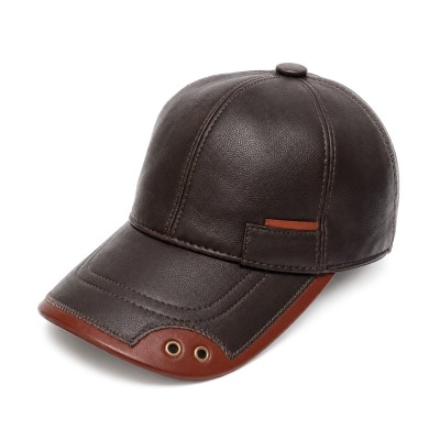 Casquette en Cuir avec Détail Décoratif et Fermeture Réglable