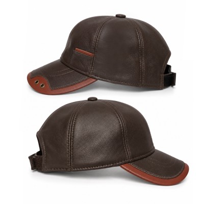 Casquette en Cuir avec Détail Décoratif et Fermeture Réglable
